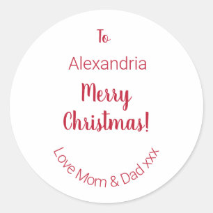 Adesivo Redondo Feliz Natal da mãe e Pai mínimo