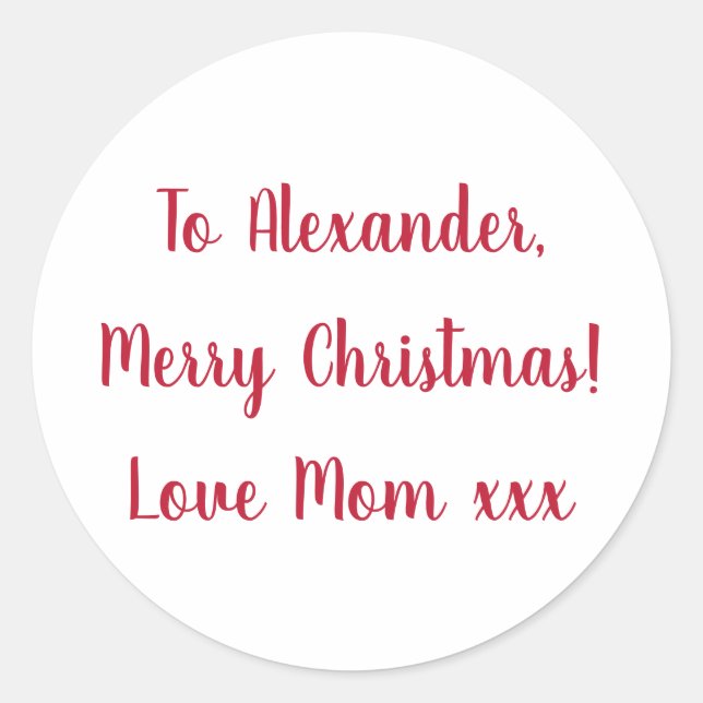 Adesivo Redondo Feliz Natal da mamãe Red e White. (Frente)