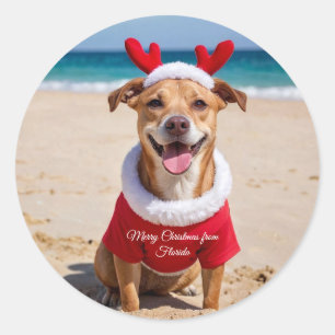 Adesivo Redondo Feliz Natal da Praia da Flórida