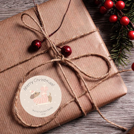 Adesivo Redondo Feliz Natal Dachshund com Presentes