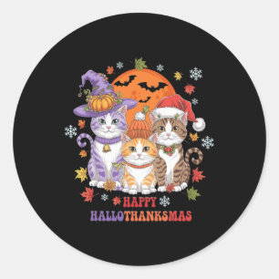 Adesivo Redondo Feliz Natal de Ação de Graças de Halloween HalloOb