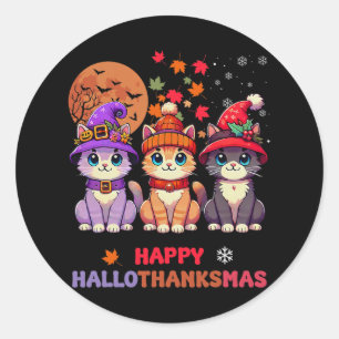 Adesivo Redondo Feliz Natal de Ação de Graças de Halloween HalloOb