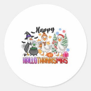 Adesivo Redondo Feliz Natal de Ação de Graças de Halloween HalloOb