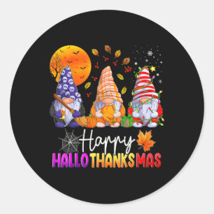 Adesivo Redondo Feliz Natal de Ação de Graças de Halloween HalloOb