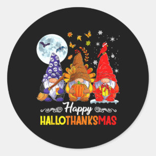 Adesivo Redondo Feliz Natal de Ação de Graças de Halloween HalloOb
