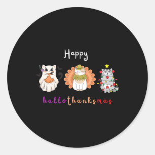 Adesivo Redondo Feliz Natal de Ação de Graças de Halloween HalloOb