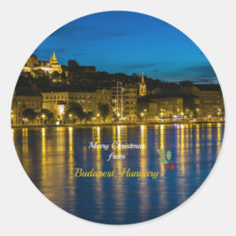 Adesivo Redondo Feliz Natal de Budapeste, Hungria