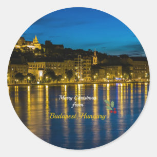 Adesivo Redondo Feliz Natal de Budapeste, Hungria