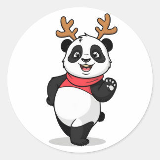 Adesivo Redondo Feliz Natal de Panda