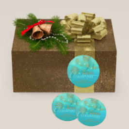 Adesivo Redondo Feliz Natal de Teal Winter Wonderland