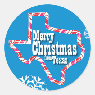 Adesivo Redondo Feliz Natal de Texas