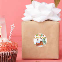 Feliz Natal Deer e Sled Stickers