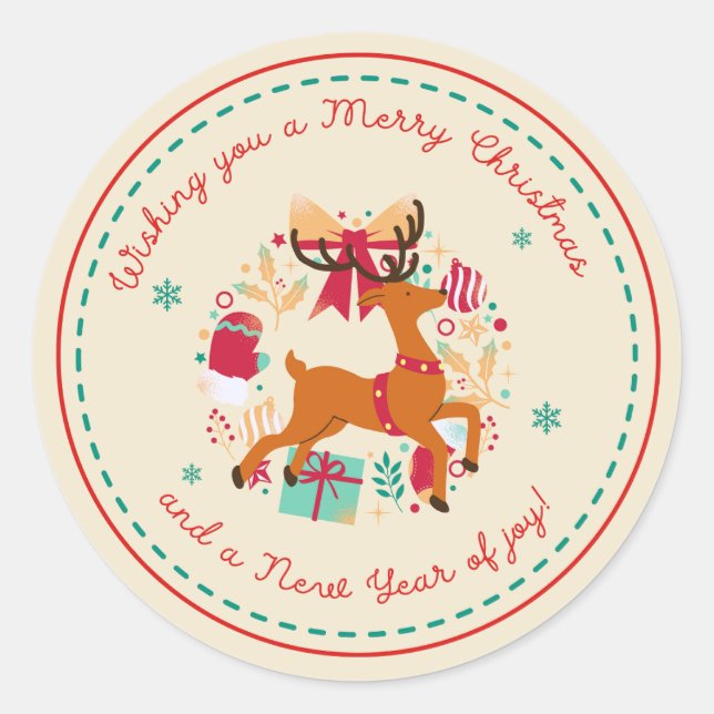 Adesivo Redondo Feliz Natal Desejos (Frente)