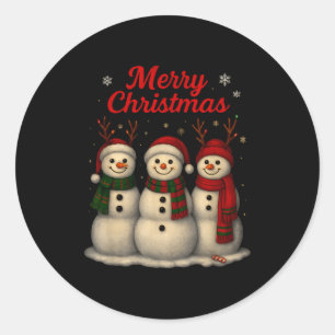 Adesivo Redondo Feliz Natal Design de Boneco de Neve Fofo