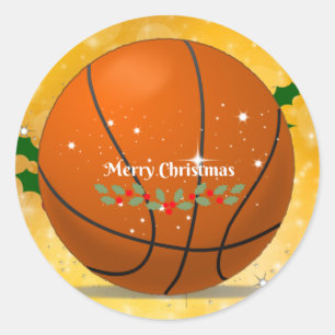 Adesivo Redondo Feliz Natal, design de Natal de basquete