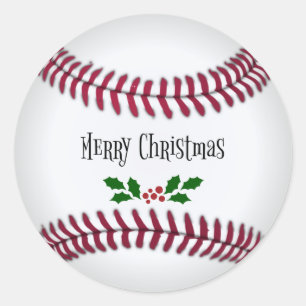 Adesivo Redondo Feliz Natal, Design do tema do beisebol
