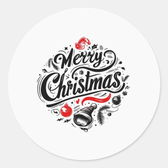 Adesivo Redondo "Feliz Natal Design festivo" (Frente)
