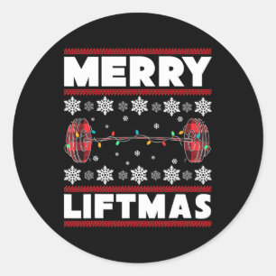 Adesivo Redondo Feliz Natal Diversão Treino de Natal Academia Fitn