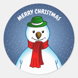 Adesivo Redondo Feliz Natal do Homem de Neve