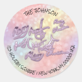 Adesivo Redondo Feliz Natal Do Nome Do Endereço De Devolução RSVP