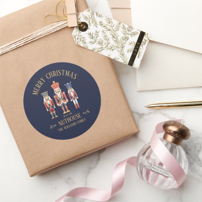 Adesivo Redondo Feliz Natal do Nuthouse Nutcracker (Presentear)