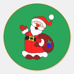 Adesivo Redondo Feliz Natal do Papai noel Clássico Round Sticker