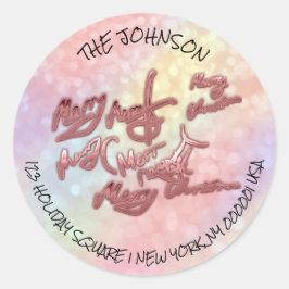 Adesivo Redondo Feliz Natal Do RSVP De Endereços Holográficos Da R