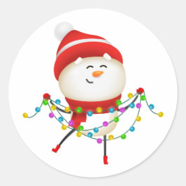 Adesivo Redondo Feliz Natal do Snowman, presente de papais noeis