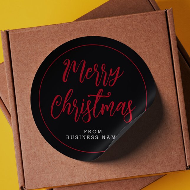 Adesivo Redondo Feliz Natal Do Vinheta De Nome De Negócio (Criador carregado)