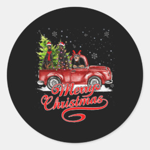 Adesivo Redondo Feliz Natal Doberman Dogs Lover Papais noeis Reind