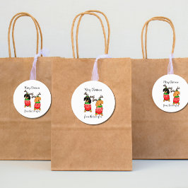 Adesivo Redondo Feliz Natal Dois Dachshances Desenterrados