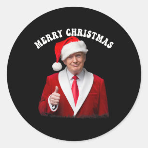 Adesivo Redondo Feliz Natal Donald Trump Papais noeis Família Xmas