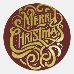 Adesivo Redondo Feliz Natal Dourado a qualquer cor