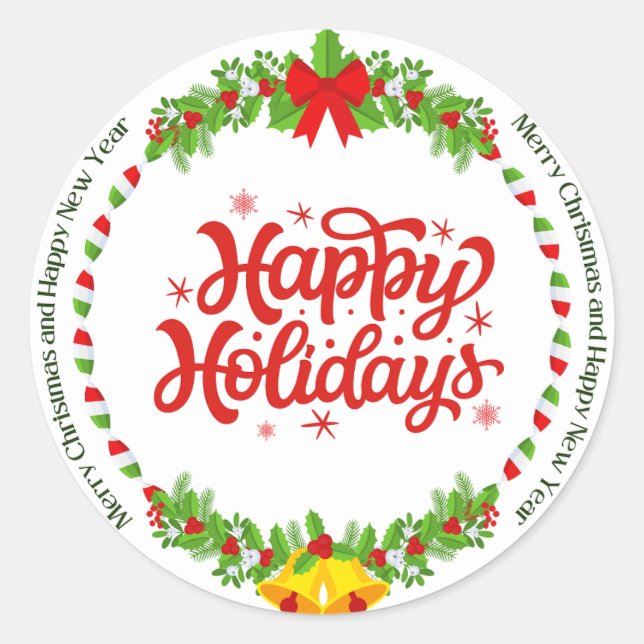 Adesivo Redondo Feliz Natal e Ano Novo (Frente)