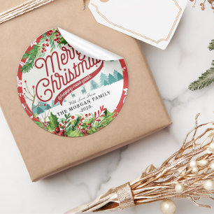 Adesivo Redondo Feliz Natal e Cartões de natal de Feliz ano novo