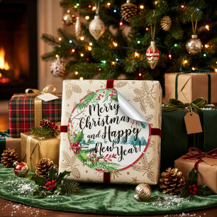 Adesivo Redondo Feliz Natal e Cartões de natal Felizes anos novos