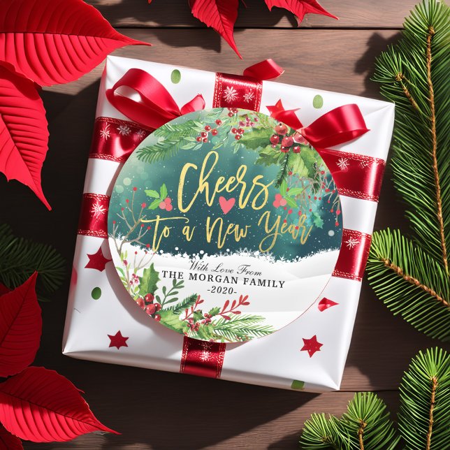 Adesivo Redondo Feliz Natal e Cartões de natal Felizes anos novos (Criador carregado)