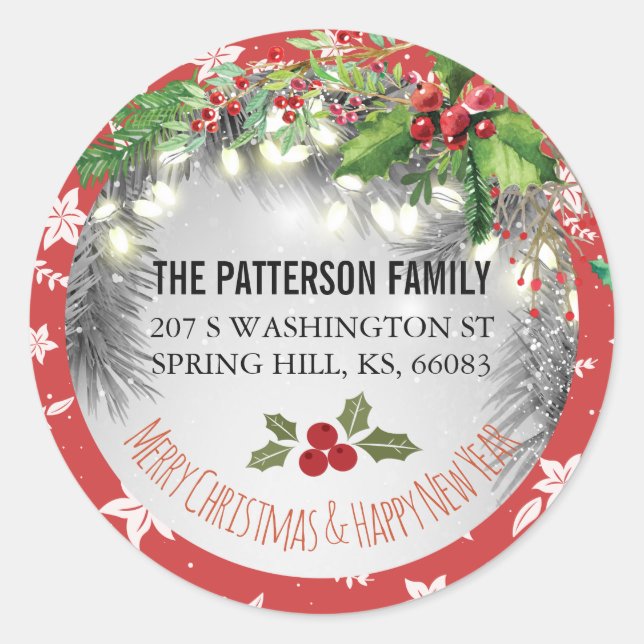 Adesivo Redondo Feliz Natal e Feliz ano novo (Frente)