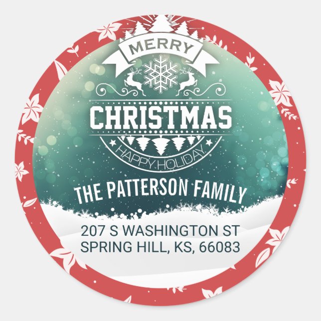 Adesivo Redondo Feliz Natal e Feliz ano novo (Frente)