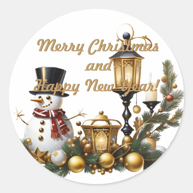 Adesivo Redondo Feliz Natal e Feliz ano novo! (Frente)