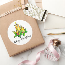 Adesivo Redondo Feliz Natal E Feliz ano novo Amarelos