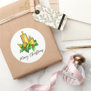 Adesivo Redondo Feliz Natal E Feliz ano novo Amarelos