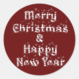 Adesivo Redondo Feliz Natal e feliz ano novo clássico.