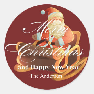 Adesivo Redondo feliz natal e feliz ano novo Clássico Redondo