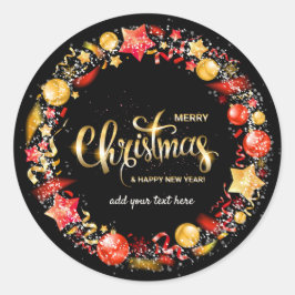 Adesivo Redondo Feliz Natal e Feliz ano novo Round Sticker