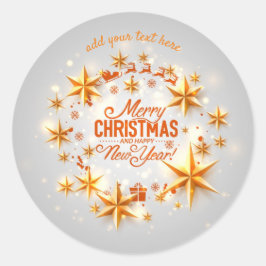 Adesivo Redondo Feliz Natal e Feliz ano novo Round Sticker