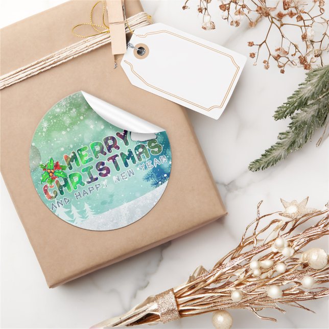 Adesivo Redondo Feliz Natal e Feliz ano novo Sticker (Criador carregado)