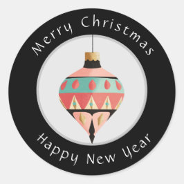 Adesivo Redondo Feliz Natal e Feliz ano novo Sticker