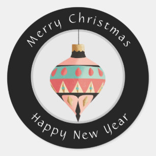 Adesivo Redondo Feliz Natal e Feliz ano novo Sticker