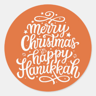 Adesivo Redondo Feliz Natal e Feliz Hanukkah